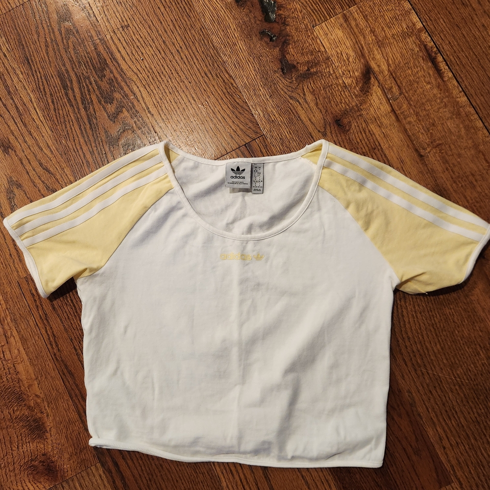 Adidas White and Yellow T-Shirt